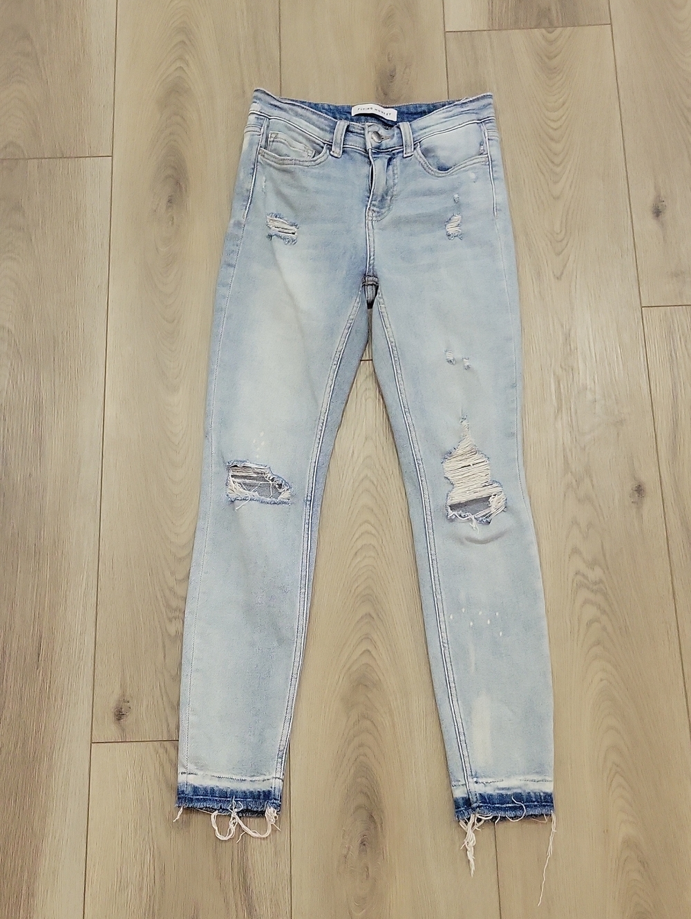 Flying Monkey Light Wash Distressed Skinny Jeans
